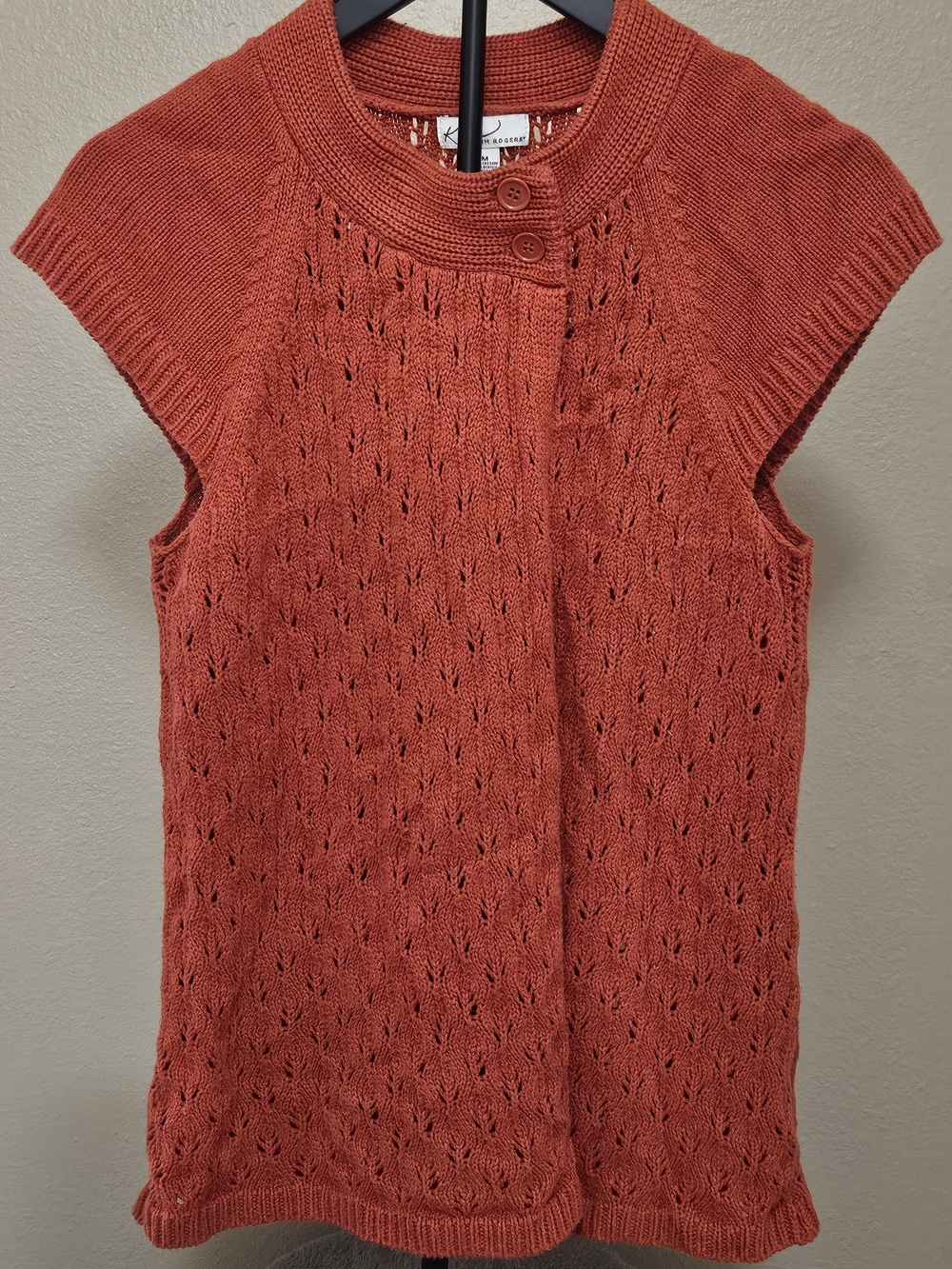 Burnt Orange Knit Cap Sleeve Sweater